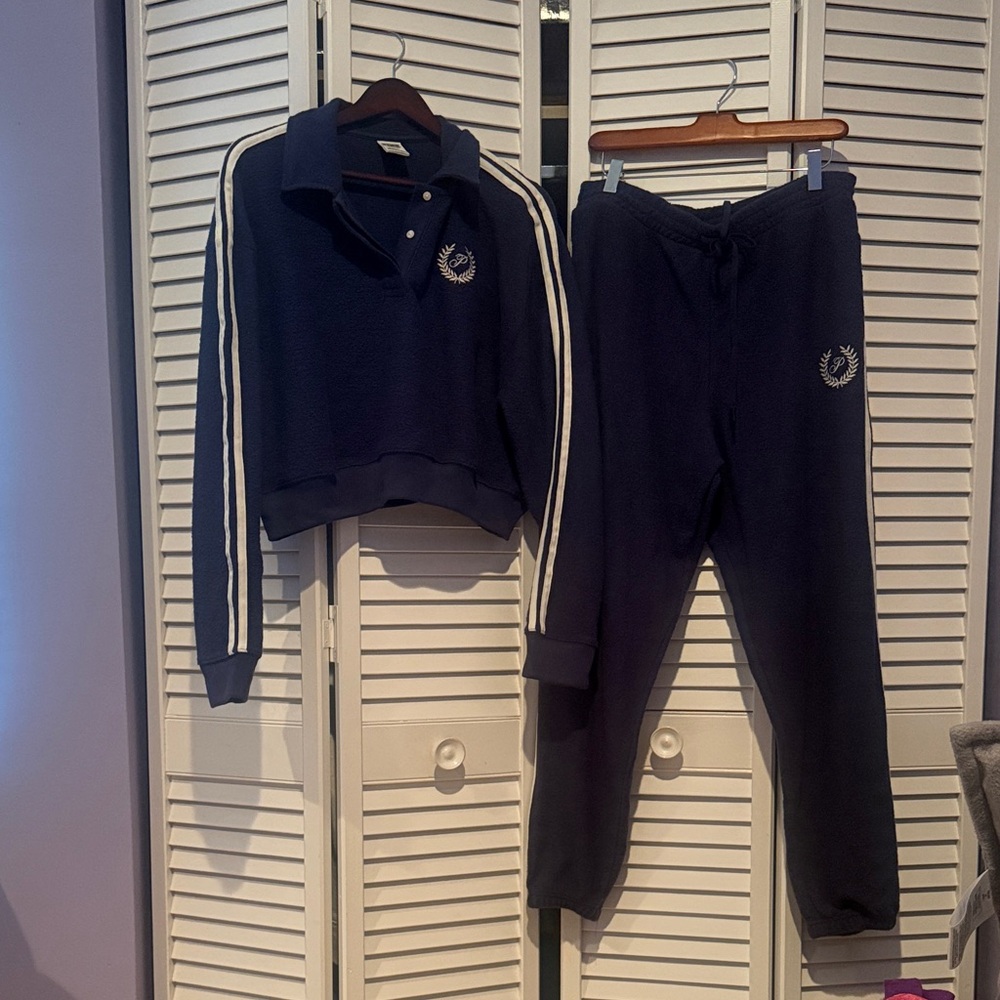 PINK Victoria's Secret Navy Track Set with White Accents